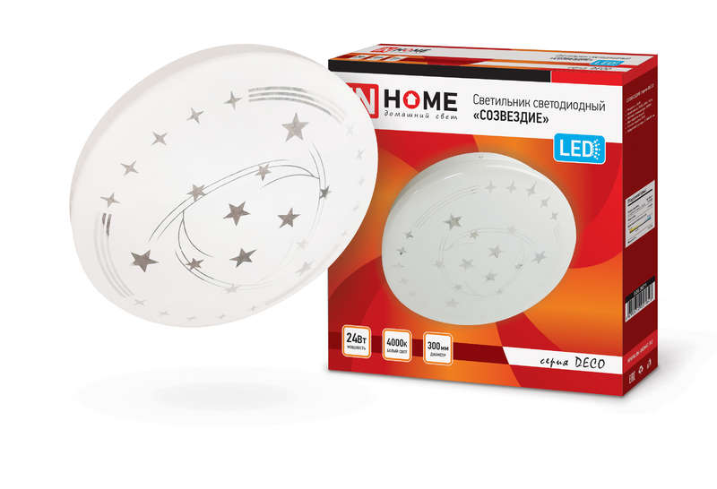 Рекомендуем купить Светильник светодиодный DECO СОЗВЕЗДИЕ 24Вт 230В 4000К 1560лм 300мм IN HOME 4690612021843