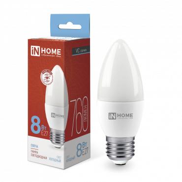 Рекомендуем купить Лампа светодиодная LED-СВЕЧА-VC 8Вт свеча 6500К холод. бел. E27 760лм 230В IN HOME 4690612024820
