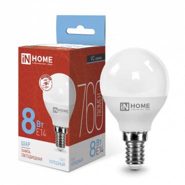 Рекомендуем купить Лампа светодиодная LED-ШАР-VC 8Вт шар 6500К холод. бел. E14 760лм 230В IN HOME 4690612024882