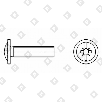 Винт DIN 967 М8x20 с низкой полукруглой головкой и прессшайбой, крестообразный шлиц, кл. пр. 4.6, оц. сталь - №3