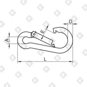 Карабин пожарный с фиксатором DIN 5299D 6x60, оц. сталь - №2