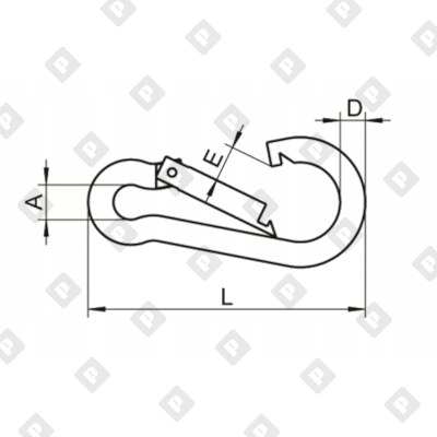 Карабин пожарный с фиксатором DIN 5299D 14x180, оц. сталь - №2