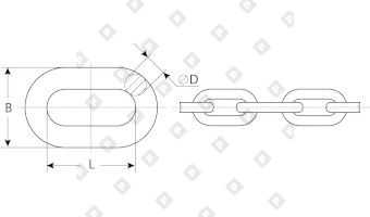 Цепь короткозвенная DIN 766 Ø10x28, нерж. сталь A2 - №2