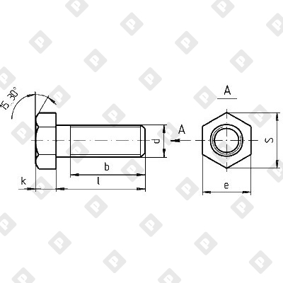 Болт ГОСТ 7798 M6x25 с шестигранной головкой и полной резьбой, кл. пр. 4.8-5.8, кг - №2