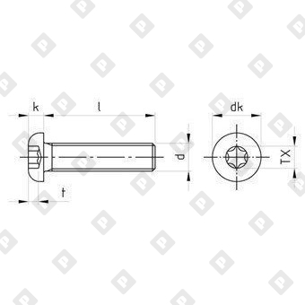 Винт ISO 7380-1 М3x20/20 с полукруглой головкой, шлиц TX10, нерж. сталь A2 - №4