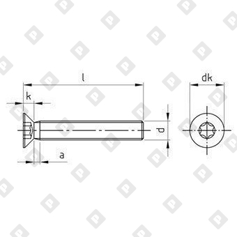 Винт DIN 965 М5x55 с потайной головкой и шлицем TX, нерж. сталь A4 - №4