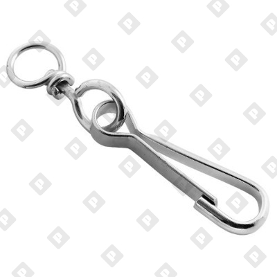 Карабин DIN 4293 пружинный тип 125 (тип А) 80мм с вертлюгом, оц. сталь - №1