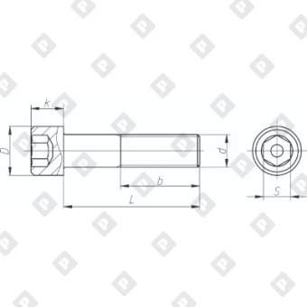 Винт DIN 912 М20x50 с полной резьбой и цилиндрической головкой с внутренним шестигранником, кл. пр. 12.9, оц. сталь - №2