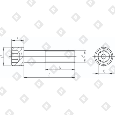 Винт DIN 912 М10x70 с неполной резьбой и цилиндрической головкой с внутренним шестигранником, кл. пр. 8.8, оц. сталь - №2