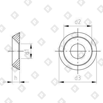 Шайба NF E 27-619 Ø12 полнотелая, со скосом 90 градусов, нерж. сталь A1 - №4