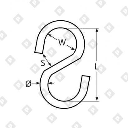Крючок S-образный 6мм симметричный ART 814070, нерж.сталь А2 - №2