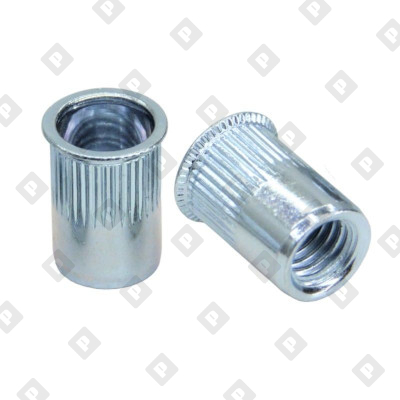 Заклепка М10x22 с внутренней резьбой, насечками и цилиндрическим бортом, алюминий - №1