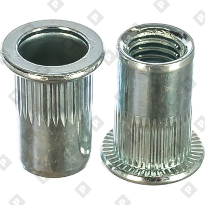 Заклепка М5x15 с внутренней резьбой, насечками и цилиндрическим бортом, оц. сталь - №1