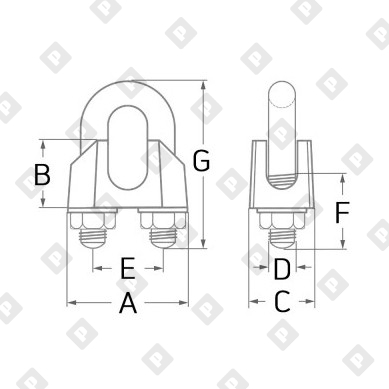 Зажим DIN 1142 усиленный для троса Ø34мм, оц. сталь - №4