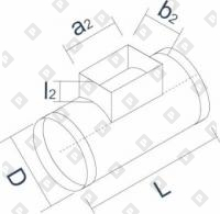 Тройник круглого сечения с прямоугольной прямой врезкой - №1