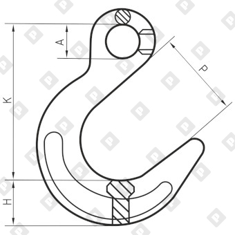 Крюк грузовой с расширенным зевом 5.3 т, кл.пр. 8 - №2