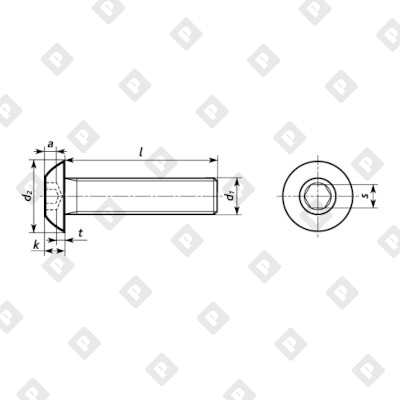 Винт ISO 7380-1 М4x12 с полукруглой головкой, шлиц шестигранник HEX, кл. пр. 10.9, оц. сталь - №2