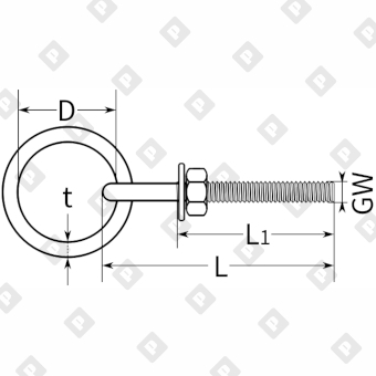 Рым-болт ART 8228 М8 с кольцом 8х45, нерж. сталь А2 - №2