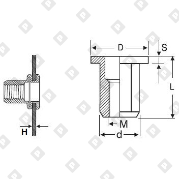 Заклепка М12x27 шестигранная с внутренней резьбой и цилиндрическим бортом, оц. сталь - №2
