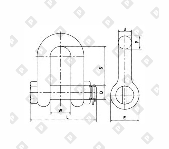Скоба такелажная прямая G-2150 6.5 т с гайкой и шплинтом, кл. пр. 8 - №2