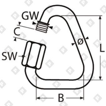 Карабин винтовой дельтавидный ART 8489 6 мм, нерж. сталь A4 - №2