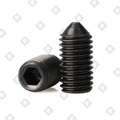 Винт установочный DIN 914 М5x8  с заостренным концом и внутренним шестигранником, кл. пр. 12.9, фос. покрытие - №1