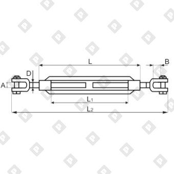 Талреп грузовой открытый 5/8" x 6" вилка-вилка 1,6 т, оц. сталь - №2