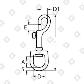 Карабин вертлюжный ART 8303 Ø16мм с задвижный защелкой, нерж. сталь А4 - №2