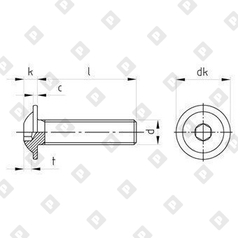 Винт ISO 7380-2 М10x110/110 с полукруглой головкой и прессшайбой, шлиц шестигранник HEX6, нерж. сталь A2 - №4
