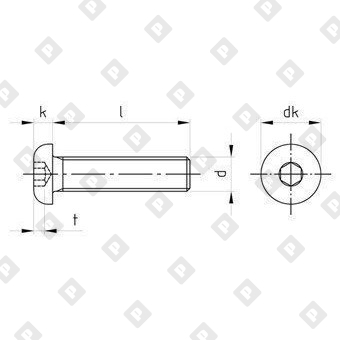 Винт ISO 7380-1 М4x50/50 с полукруглой головкой, шлиц шестигранник HEX2.5, нерж. сталь A2 - №4