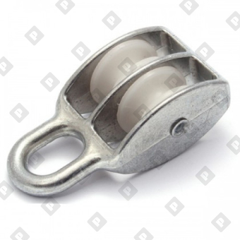 Блок двойной 1/2" (15 мм) с пластиковым диском, оц. сталь - №1